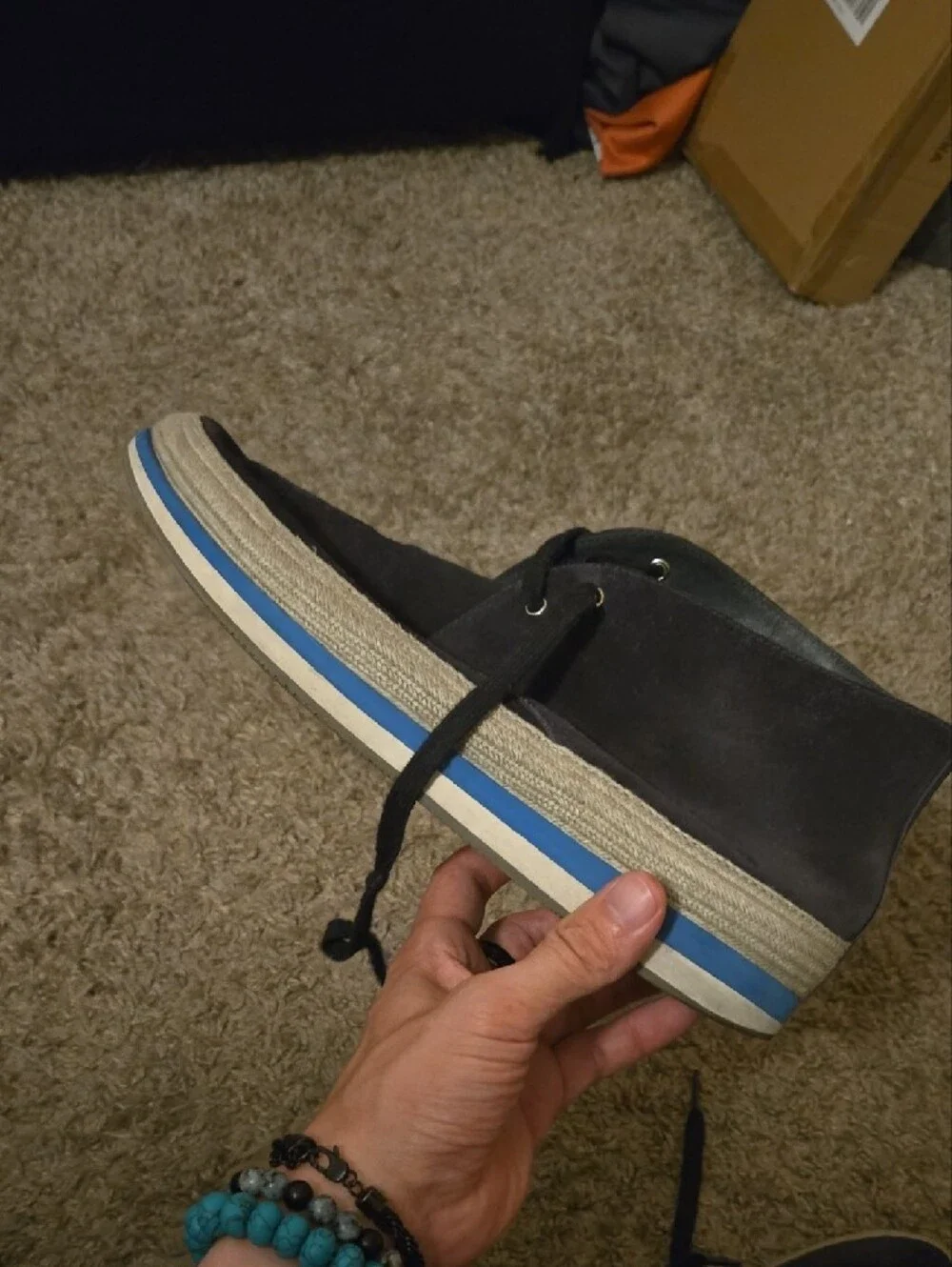 Prada Navy Blue Suede Chukka Boots with Blue Trim